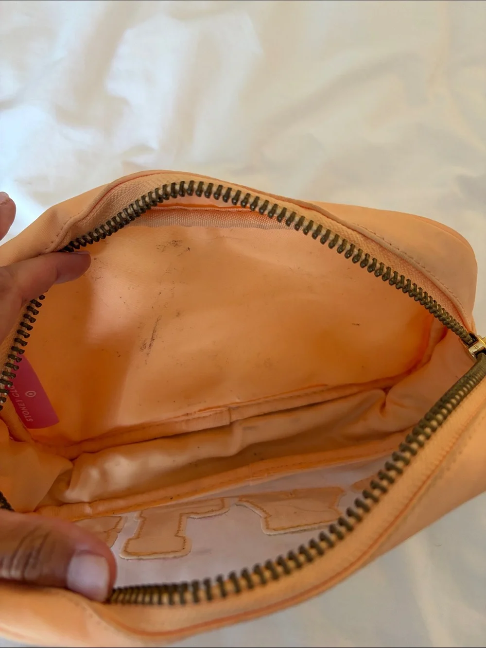Stoney Clover Lane Orange Clear 'GLAM' Patch Cosmetic Bag
